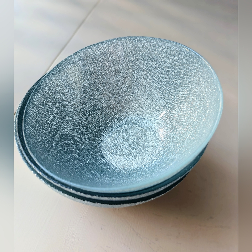 Akcam Light Blue Glitter Glass Bowls